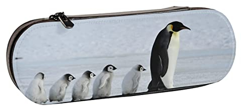 Federmäppchen, Cartoon-Motiv, niedlicher Schaukel, tanzender Pinguin, Leder, Federmäppchen, große Kapazität, Federmäppchen, Kosmetiktasche