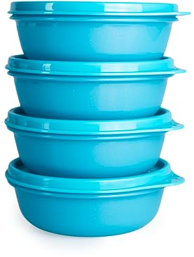 Tupperware SET (4) Kühlschrank Hit-Parade 300 ml blau glitzer kleine Hitparade Mini Panorama (inkl. Trichter)