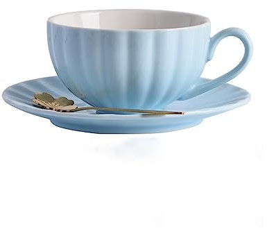 LXURY Tasse à thé et soucoupe en céramique - Grande tasse à café avec soucoupe,ensemble de tasse à thé et soucoupe 200ml,ZL386-4