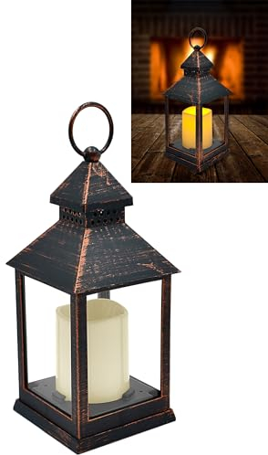 LED Sturmlaterne: Antik-Design Laterne Mit Flackernder Kerze, Timer und Batteriebetrieb