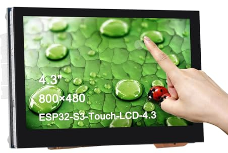 4.3 Zoll Touch Display Basierend auf ESP32-S3 Mikrocontroller Entwicklungsboard mit 2.4GHz WiFi und BLE 5 Unterstützung, 800×480 Auflösung, 5-Punkt Touch, Onboard CAN, RS485, I2C Schnittstelle