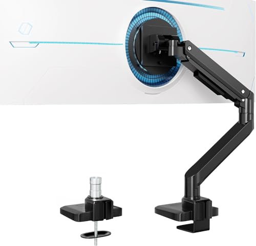 IMtKotW Premium Heavy Duty Monitor Arm for 17 to 49 inch Screens up to 44lbs, Fully Adjustable Ultrawide Single Clamp-on Desk Mount Stand, VESA 75x75/100x100mm