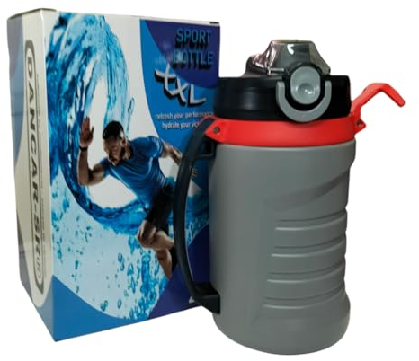 DANCAR-SR - Botella termica 2 litros - Botella de agua para gimnasio con pajita y cierre higiénico antigoteo - Garrafa termica de polipropileno libre de BPA (GRIS)