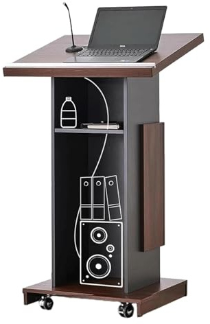 CEEBUS Standing Desk,Solide Podien Heavy Duty Podium Double Layer Storage Design Rednerpulte auf Rollen Pulpits Floor Standing Podium Stand Einfach zu installieren Rednerpult Klassisch Elegant