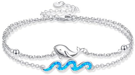 ONEFINITY Wal Armband für Damen 925 Sterling Silber Blau Opal Wave Armband Verstellbar Ozean Schmuck Geschenk