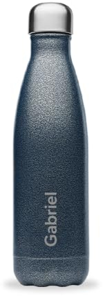 Qwetch - Bouteille Personnalisée Isotherme 500ml Roc - Gourde Nomade Inox Recyclé - 24h Froid et 12h Chaud - Etanche, Sans BPA & Réutilisable (Bleu)