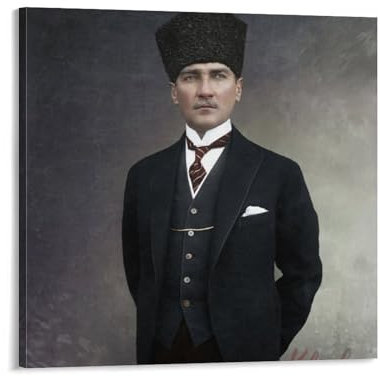 XSQING Atatürk berühmtes Poster, Hochformat, Leinwand, Kunstposter und Wandkunst, Bilddruck, moderne Familiendekoration, Poster, 30 x 30 cm