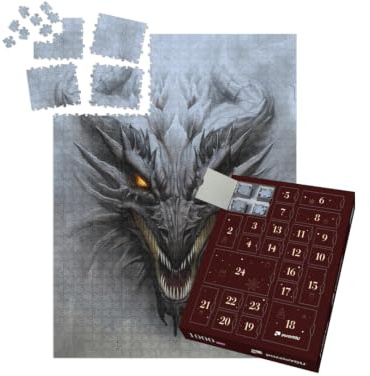 puzzleYOU: Puzzle-Adventskalender | „Drachenkopf auf dem grauen Stein“ – aus der Puzzle-Kollektion Drache, Fantasy, Tiere aus Fantasy & Urzeit