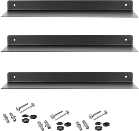 SOTECH 3er Set Design Schwebe-Regal Hover-III 350 x 130 x 30 mm schwarz, Wandmontage, Wandregal inkl. Befestigungsset, Moderne Duschablage für Bad Küche oder Wohnzimmer