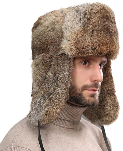 WUODHTW Herren Winter Uschanka Earflap Trooper-Mütze Fliegermütze Winddicht Kunstpelz Warme Mütze Skimütze, Baskenmütze, Totenkopfmützen
