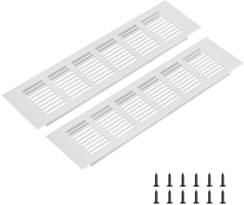 sourcing map Rectangle Ventilation Grille, Aluminum Alloy Mesh Air Vent Cover Louvered Ventilation Cover with Mounting Screws for Cabinet Shoe Closet (250x80mm/10x3, Silver Tone)