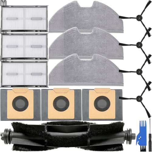 EATBALE 14 Pcs Replacement Parts for Eufy X8 Pro Robot Vacuum Cleaner Include 1 Main Roller Brush 4 Side Brushes 3 Hepa Filters 3 Dust Bags 3 Wipes Replace for Mopping Pad Vacuum Bag Accessories Kit