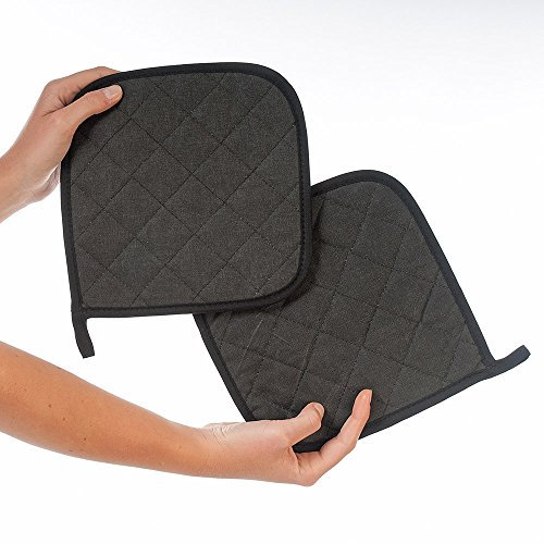 FRANZ MENSCH 4 Stück Hygostar Topflappen Flamestar | Canvas, schwarz, Einheitsgröße, L: 19,5cm, B: 19,5cm, Karton, Topflappen, Schutzlappen zum Kochen Backen, Küchenzubehör Grillzubehör