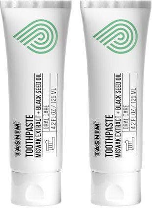 Bio Zahncreme Tasnim® – 75ml mit Zahnbürstenbaum Extrakt & Bio Schwarzkümmelöl, 100% Natürlich, ohne Fluorid, ohne PEG und SLS, GMO Frei, ohne Gluten, Alkoholfrei, Zertifiziert als Biokosmetika