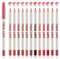 Apooliy 12 Stück Lip Liner Pencil Set,Hochpigmentierte Lippen Makeup Soft Pencils,Langlebig, wasserfest,Glatter ultrafeiner Lippenstift