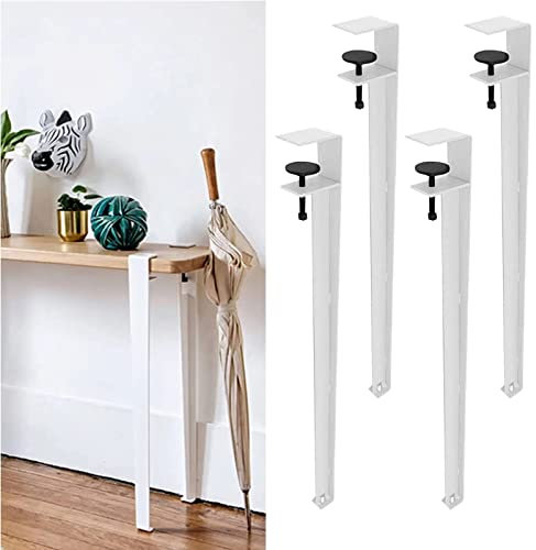 Set of 4 Metal Table Legs Furniture Legs for Desks 70cm Screw On Table Clamp Legs Adjustable F Shape Dining Desk Legs DIY Coffee Table Legs with Floor Protectors Metal Desk Legs (Color)