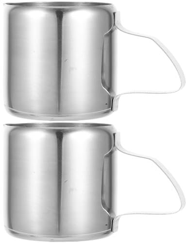 2st Milchbecher Krug Aus Edelstahl Messbecher Aus Metall Espressokanne Milchkrug Kaffeeschaumbecher Milchaufschäumbecher Aus Metall Schäumer Krug Kaffeekrug Silver Rostfreier Stahl CRILSTYLEO