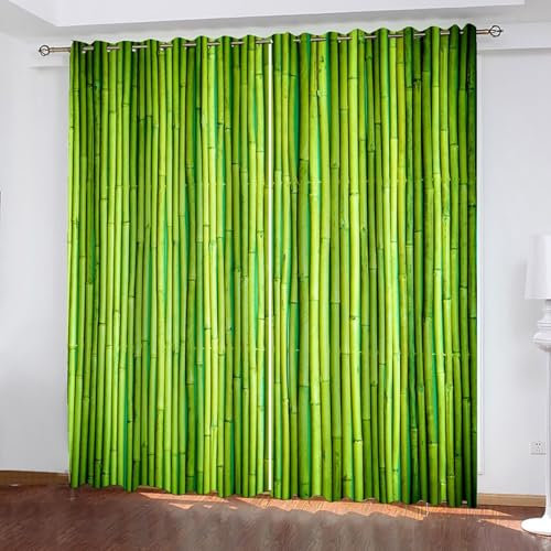 Epinki Grün Blickdichte Vorhänge mit Ösen Gardinen H183 x B107 cm 2er Pack, Baum weiche Schiebevorhänge, Ösenvorhang für Schlafzimmer Wohnzimmer