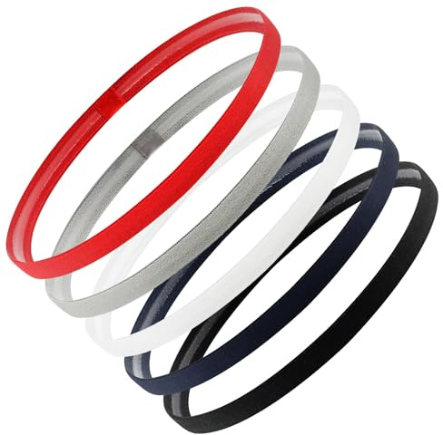 Tumurup Sport Haarband Dünn für Jungen – 5 Stück Elastische Haarbänder Kinder & Sport Stirnband, Antirutsch & Atmungsaktiv für Fußball, Laufen, Yoga
