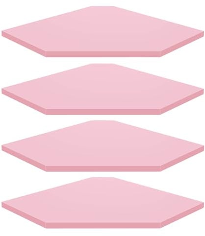 Homode Eckregal Wandhalterung, 4 Stück Eckregale Schweberegale, Holz Hängeregal Lagerregal mit Kordelloch, Wandregal Organizer für Badezimmer Schlafzimmer Wohnzimmer Büro Rosa