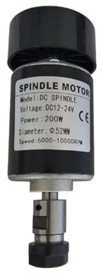 52mm CNC 200W DC Gebürsteter Spindelmotor mit Lüfter ER11 ER16 12-24V for Fräsfräser-Graviermaschine für DIY-Gravuren(200W Adapter kit)