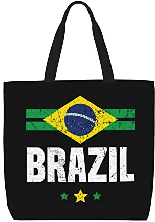 Canvas Handtasche Brasilien-Flagge Tragetasche Mit Henkeln Personalisiert Shopper Handtasche, Für Frauen, Fitnessstudio, Schule, Transport