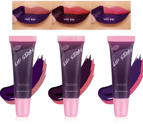 3Pcs Peel Off Lip Stain Set, Pink Matte Lip Gloss, Long Lasting Waterproof Lip Tint, Peel Off Lip Liner, Transfer Proof, Non-Stick Liquid Lipstick, Highly Pigmented, Easy Peel Formula