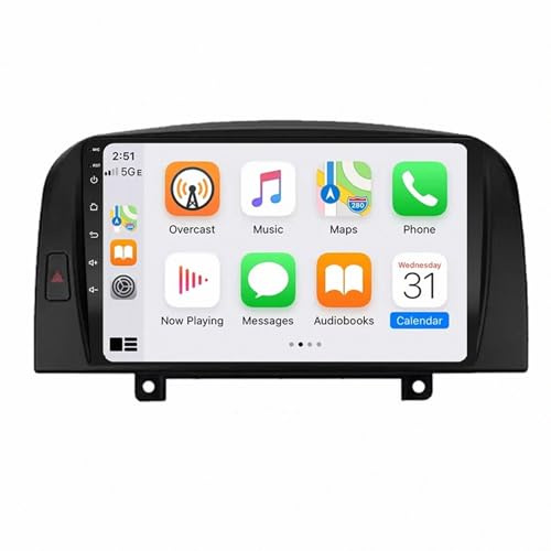 Pantalla Carplay Coche para Hyundai NF 2004-2008 con Bluetooth, Mirror Link, Airplay, FM, Aux, Siri, Navegación, Micrófono y Cámara de Visión Trasera, 4 Nuclear 4G+64G