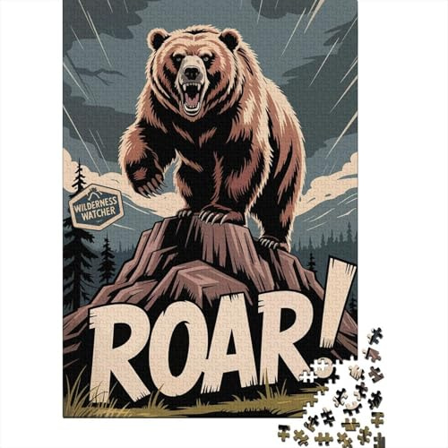 Roaring Bear Wilderness Watcher Jigsaw 1000 Pieces for Adults, Bear Themed Animal Puzzle, Gift for Puzzle Collectors, 70x50cm/1000pcs