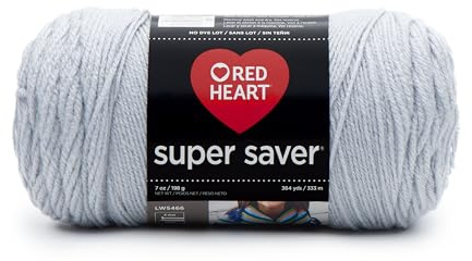 Red Heart Super Saver Yarn, Acrylic, Light Grey, 22.86 x 7.62 x 7.62 cm