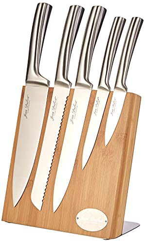 Pradel Jean Dubost 18521 Bloc Météor en Bambou Véritable + 5 Couteaux de Cusine Inox