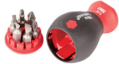 Wiha 38048 Stubby Screwdriver with Six-in-One Insert Bits, Multi-Bit