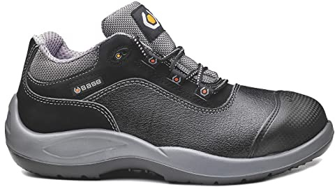 BASE Protection B0118 Mozart Halbschuh Wasserdichtes Volleder Wasserdicht | Schwarz, 39, S3 EN ISO 20345, Technisches 3D-Gewebe, Synthetischer Gummi, Kohlenwasserstoffbeständig, Geschlossene Kappe