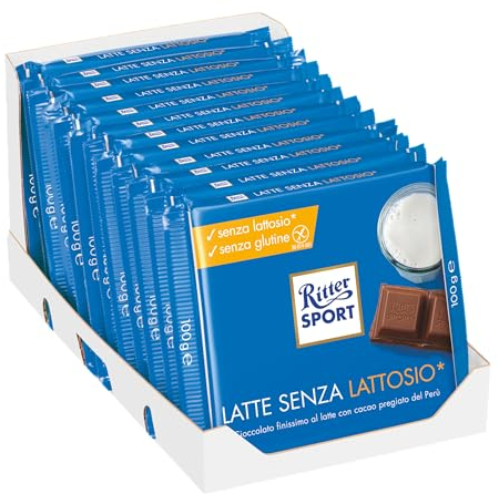 Ritter Sport Laktosefrei Vollmilch Schokolade, glutenfrei, perfekt zum Naschen und Genießen, 12 x 100g