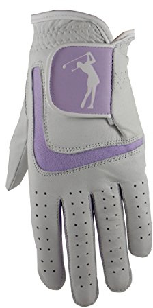 Guante de golf para mujeres, de piel de cabra y licra, color rosa, Lilac