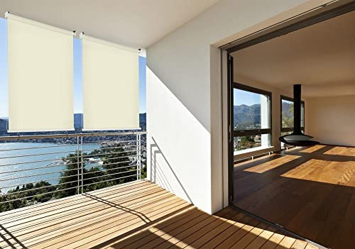 HT Sonnen-Schutz Außen-Rollo Balkon-Rollo B: 140 x L: 230 cm beige Creme Balkon-Sicht-Schutz 1 Stück