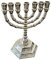 Bethlehem Gifts TM Menora mit 7 Zweigen, sechseckiger Sockel, 12 Stämme Israel, 12,7 cm, silberfarben