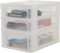 Iris Ohyama, Schreibtisch-Organizer mit 2 Flache und 1 Tiefe Schublade, Mattweiß, Easy-Pull-System, A4 & A5 Format, Schreibtisch Organizer für Büro, Schule, Schreibwaren, BPA-frei, Drawer, OCH-2021