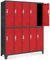 Umkleideschrank 5B2A Spind Spint Schließfachschrank Metallschrank mit 10 Fächern Etikettenhalter Lüftungsschlitze Metall Pulverbeschichtet 172 cm x 136 cm x 45 cm (H x B x T) (Anthrazit-Rot)
