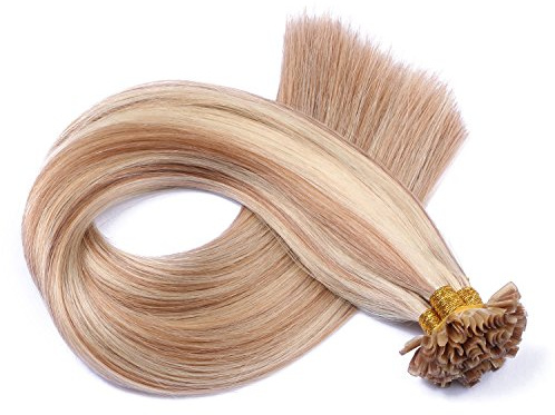 Keratin Bonding - # 12/613 GESTRÄHNT - 40cm - 25 Strähnen - 1g - 100% Remy Echthaar Haarverlängerung U-Tip Extensions sehr hohe Qualität by NOVON Hair Extention