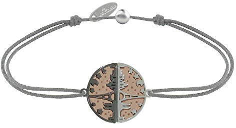 LES POULETTES BIJOUX - Armband Link 925 Silber Rosa Vergoldet Ruthenium Medaille Paris - Grau