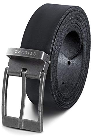STILORD Vintage Ledergürtel Herren Damen Universal Kürzbar Echtledergürtel Herrengürtel Damengürtel Büffelleder, Farbe:schwarz | Schnalle antik - silbern I I, Größe:Universal 80-130 cm