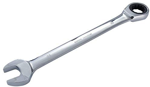 KATUR - Set di chiavi a cricchetto fisse e maniglia, 32 mm, in acciaio al cromo vanadio, con estremità metrica, 32 mm