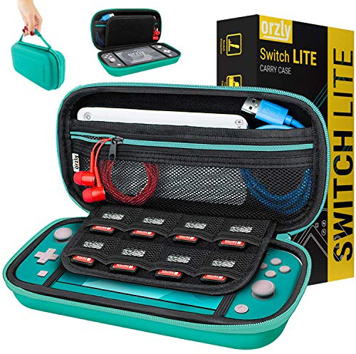 Orzly Tragetasche kompatibel mit Nintendo Switch Lite (2019) – Aufbewahrungstasche / - Hartschalen Case/Cover/Hülle/Schutzhülle für die Verwendung mit der Nintendo Switch Lite Konsole & Accesoires