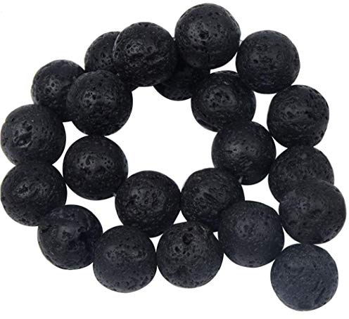 Aisoway 60 Stück Schwarze Lava Perlen Natürliches Vulkangestein Stein-Korn-Loser Handgemachter Schmuck