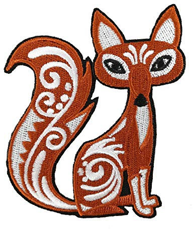 Cute-Patch Boho-Fuchs, Boho-Stil, spirituelles Abzeichen, 8,9 cm hoch, Orange, Polyester, Iron-On Patch, 1 Stück, Fox, Näh-Patch, 2993282031