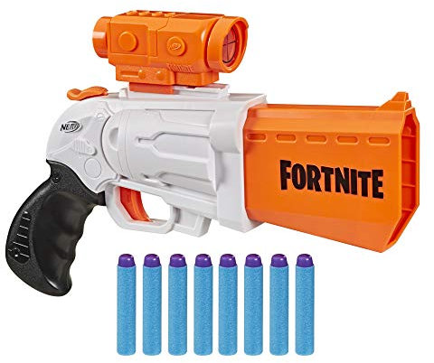 NERF Fortnite SR Blaster - 4-Dart Hammer Action - Includes Removable Scope and 8 Official Elite Darts - for Youth, Teens, Adults