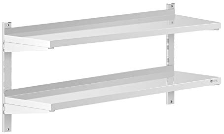 Royal Catering RCWR-1200.4 Wandbord 2 Ablagen 40 x 120 cm Edelstahl Regal Edelstahlregal Wandbord 2 Ablagen 120 cm breit 40 cm tief 3,5 cm hoch