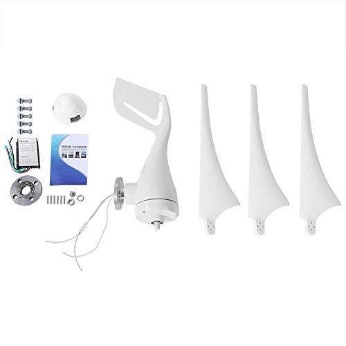 Vikye Grupo electrógeno de turbina eólica, 400W DC12V/24V Aerogenerador 3 Palas Kit de generador de Viento Horizontal para el hogar(12V)