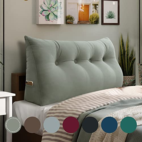 VERCART Rückenkissen Keilkissen Kopfende Großes Bettkissen Bequemes Lesekissen und Rückenteil im Bett 2 in 1 Rückenlehne und Kopfkissen Langes XXL Kissen Sofa Couch Samt 120cm Leichte Bräune